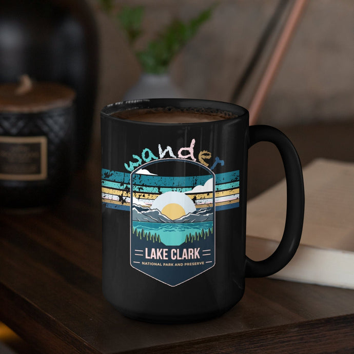 Lake Clark National Park Mug - Alaska Black Coffee Mug 15oz - Coral and Vine Co
