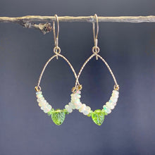 Load image into Gallery viewer, Leaves of Green Opal Earrings in 14k Gold - Coral and Vine Co

