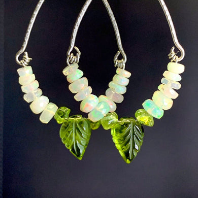 Leaves of Green Opal Earrings in Silver - Coral and Vine Co