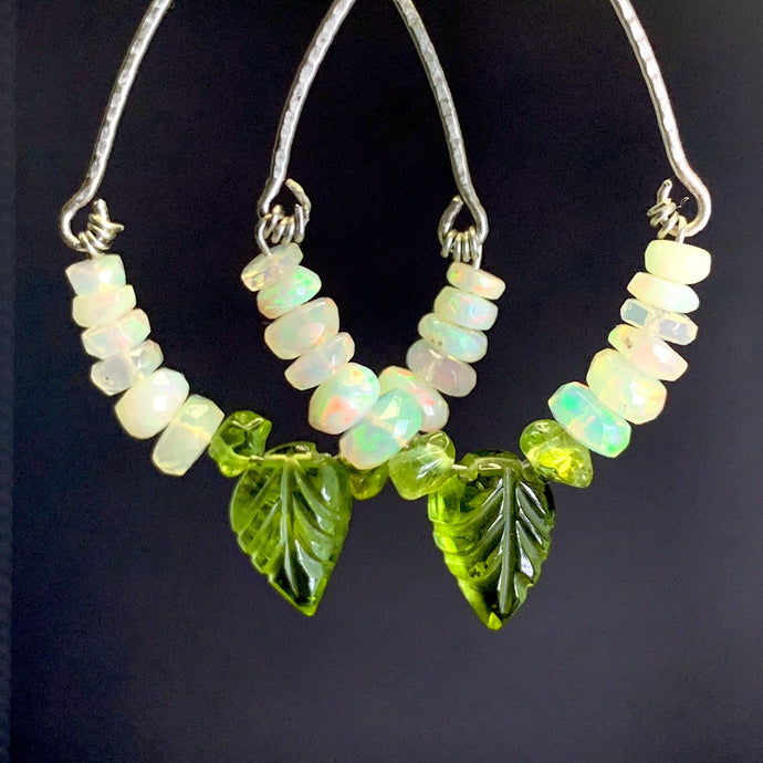 Leaves of Green Opal Earrings in Silver - Coral and Vine Co