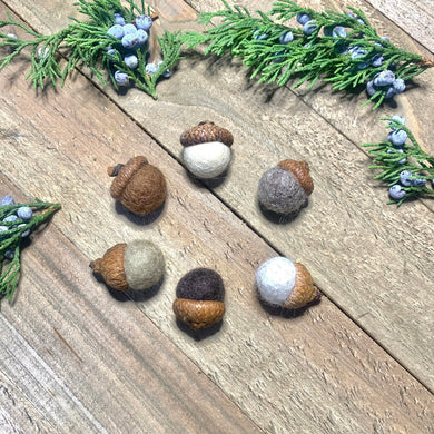 Neutral Felt Acorn Decorations. Autumn Decor with Colorful Wool Acorns - Coral and Vine Co