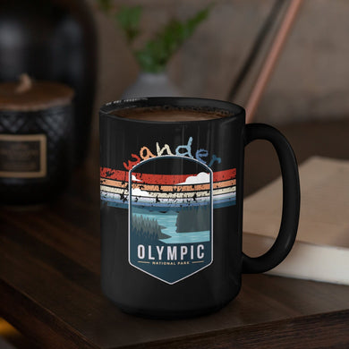 Olympic National Park Mug - Washington Black Coffee Mug 15oz - Coral and Vine Co