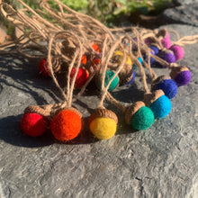 Load image into Gallery viewer, Rainbow Wool Felted Acorns - Coral and Vine Co
