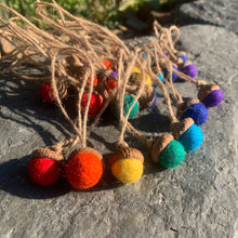 Load image into Gallery viewer, Rainbow Wool Felted Acorns - Coral and Vine Co
