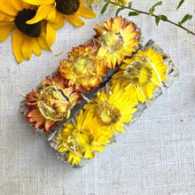 Load image into Gallery viewer, Sunflower &amp; Sage Smudge Stick - Coral and Vine Co
