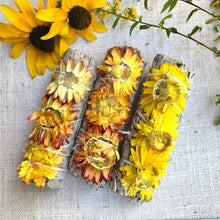 Load image into Gallery viewer, Sunflower &amp; Sage Smudge Stick - Coral and Vine Co
