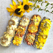 Load image into Gallery viewer, Sunflower &amp; Sage Smudge Stick - Coral and Vine Co

