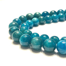 Load image into Gallery viewer, Teal Blue Apatite Gemstone Smooth Round Beads - Coral and Vine Co
