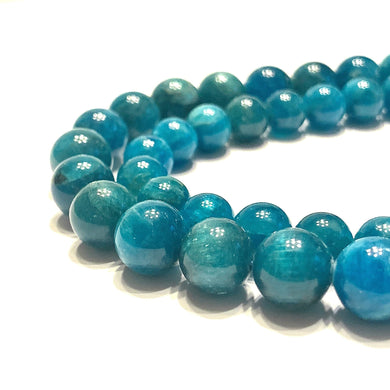Teal Blue Apatite Gemstone Smooth Round Beads - Coral and Vine Co