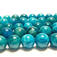 Load image into Gallery viewer, Teal Blue Apatite Gemstone Smooth Round Beads - Coral and Vine Co
