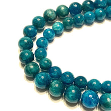 Load image into Gallery viewer, Teal Blue Apatite Gemstone Smooth Round Beads - Coral and Vine Co
