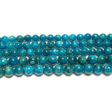 Load image into Gallery viewer, Teal Blue Apatite Gemstone Smooth Round Beads - Coral and Vine Co
