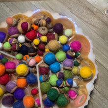 Load image into Gallery viewer, Wall Garland Blue &amp; White Felted Wool Acorns - Coral and Vine Co
